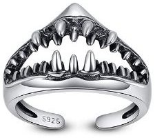 anillos de plata boca de tiburon