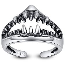 anillos de plata boca de tiburon