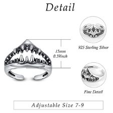 anillo de plata boca de tiburon