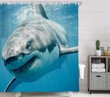 Cortina de baño para ducha con tiburones