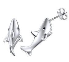 aretes y pendientes de plata con tiburon